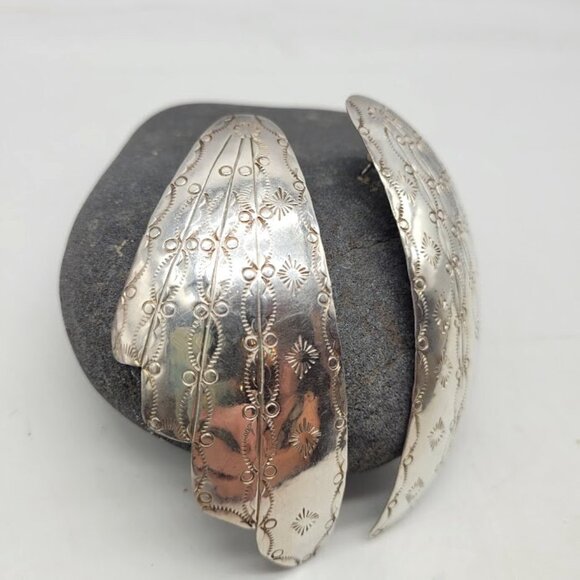 Stunning Hand Made Sterling Silver Statement Earrings Southwest Native Tribal - Picture 11 of 16